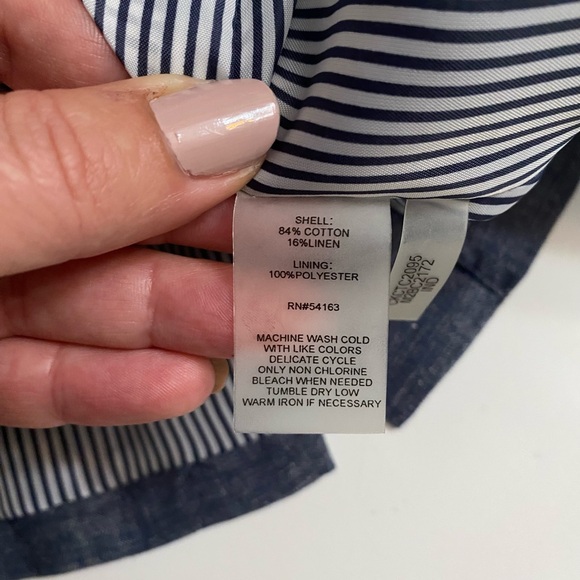 Calvin Klein Women's Blazer Size 8 Blue Chambray Cotton Linen Blend - Picture 10 of 11